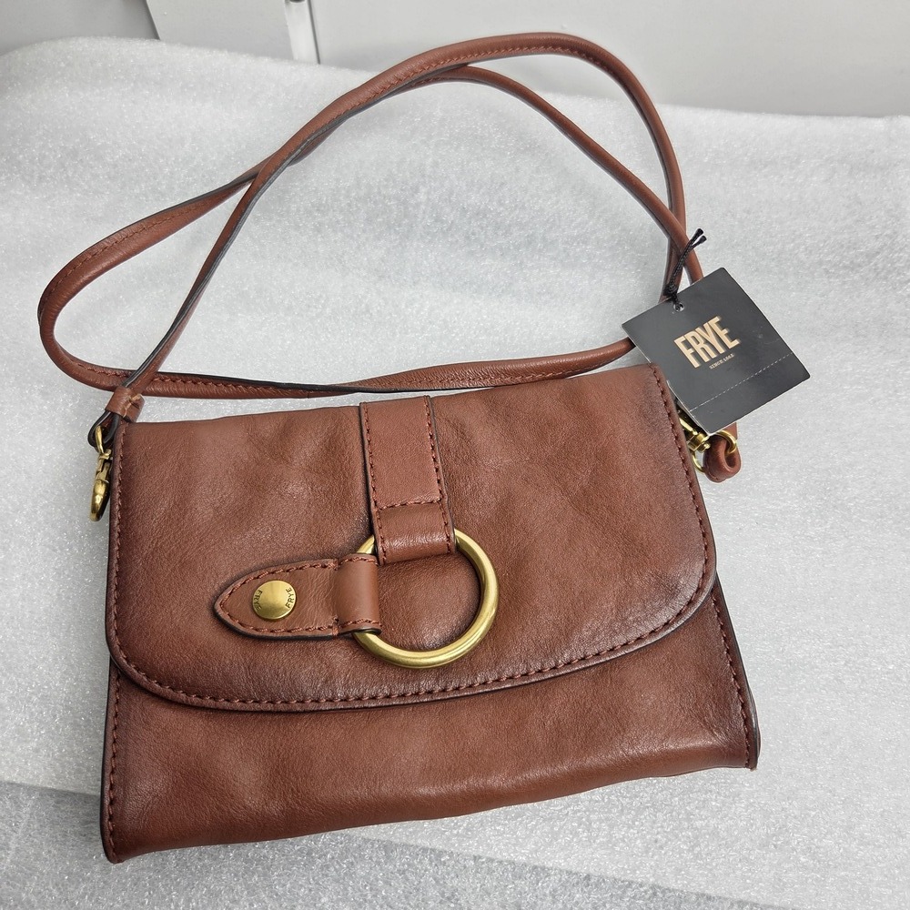 Frye Ring Crossbody Wallet Bag Cognac Brown Leather NWT - MSRP $198